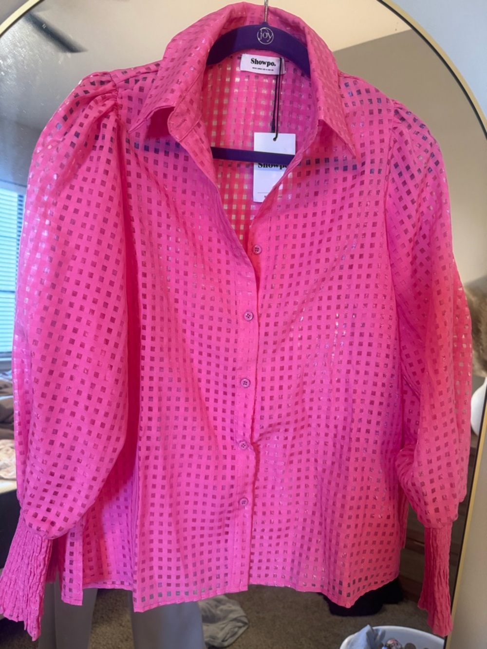 Showpo NWT Imara Pink Sheer Long Sleeve Top Size US 4 Trendy Blouse